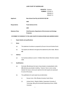 LAND COURT of QUEENSLAND REGISTRY: Brisbane NUMBER: EPA495-15 MRA496-15 MRA497-15 Applicant: New Acland Coal Pty Ltd ACN 081