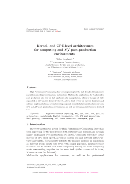 Kernel- and CPU-Level Architectres for Computing and A\V Post-Production