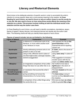 Literary and Rhetorical Elements