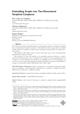 Embedding Graphs Into Two-Dimensional Simplicial Complexes