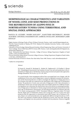 Morphological Characteristics and Variation of Wood, Cone and Seed Productions in the Reforestation of Aleppo Pine in Northeaste