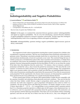Indistinguishability and Negative Probabilities