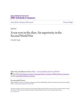 A War Won in the Skies: Air Superiority in the Second World War Chandler Dugal