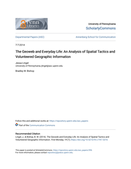 An Analysis of Spatial Tactics and Volunteered Geographic Information