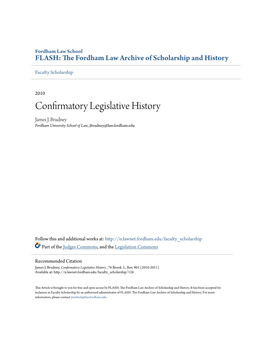 Confirmatory Legislative History James J