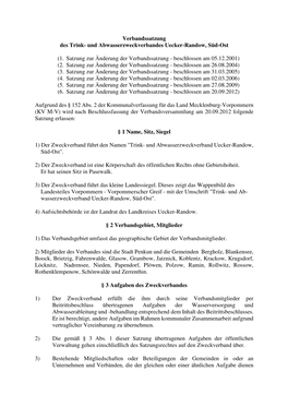 Verbandssatzung in Der Fassung Der 6. Änderung