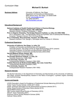 Curriculum Vitae Michael D. Burkart