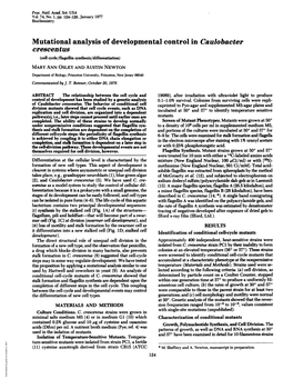 Mutational Analysis of Developmental Control in Caulobacter Crescentus