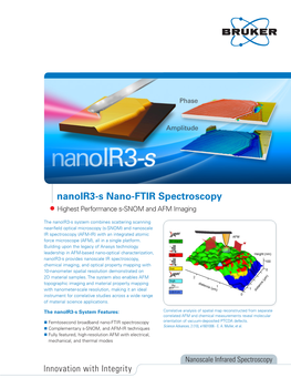 Nanoir3-S Nano-FTIR Spectroscopy Highest Performance S-SNOM and AFM Imaging