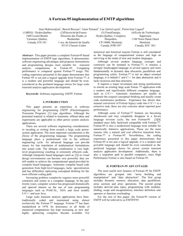 A Fortran-95 Implementation of EMTP Algorithms