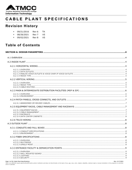 Cable Plant Specifications