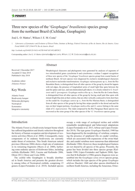 ﻿Three New Species of the 'Geophagus' Brasiliensis Species