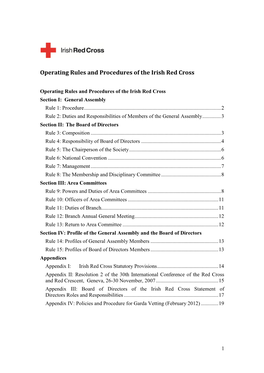 Operating Rules and Procedures of the Irish Red Cross