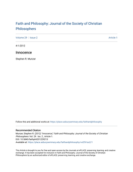 Faith and Philosophy: Journal of the Society of Christian Philosophers