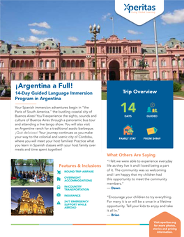 ¡Argentina a Full! 14-Day Guided Language Immersion Trip Overview Program in Argentina