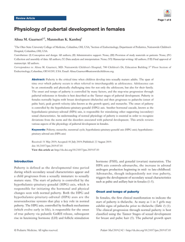 Physiology of Pubertal Development in Females