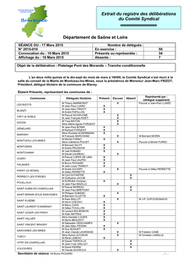 Département De Saône Et Loire Extrait Du Registre Des Délibérations