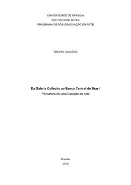 Da Galeria Collectio Ao Banco Central Do Brasil Percursos De Uma Coleção De Arte