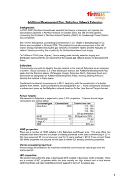 1 Additional Development Plan: Ballyclare Network Extension