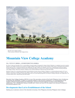 Mountain View College Academy Photo Courtesy of Mountain View College Archive