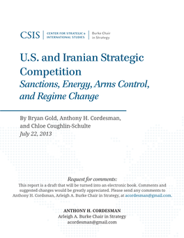 US and Iranian Strategic Competition: Sanctions, Energy, Arms Control