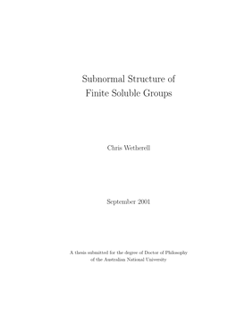 Subnormal Structure of Finite Soluble Groups