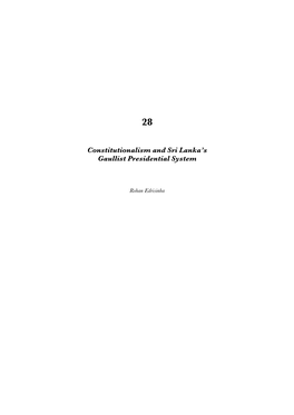 Constitutionalism and Sri Lanka's Gaullist Presidential System