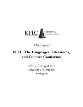 71St Annual KFLC: the Languages, Literatures, and Cultures Conference