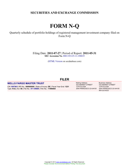 WELLS FARGO MASTER TRUST (Form: N-Q, Filing Date: 07/27/2011)