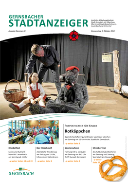 STADTANZEIGER Lautenbach Und Reichental Ausgabe Nummer 40 Donnerstag, 4