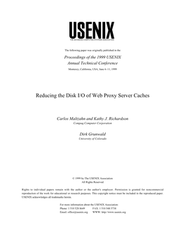 Reducing the Disk I/O of Web Proxy Server Caches