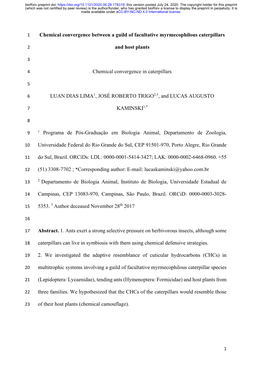 Chemical Convergence Between a Guild of Facultative Myrmecophilous Caterpillars