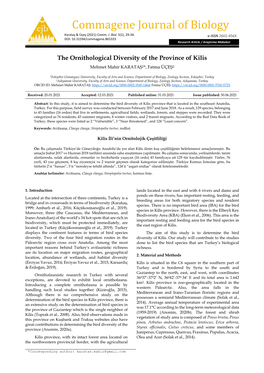 Commagene Journal of Biology Karataş & Üçeş (2021) Comm