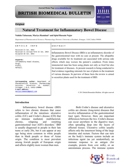 Natural Treatment for Inflammatory Bowel Disease