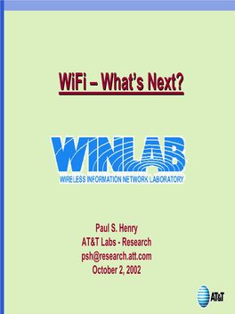 Wifiwifi –– What’Swhat’S Next?Next?