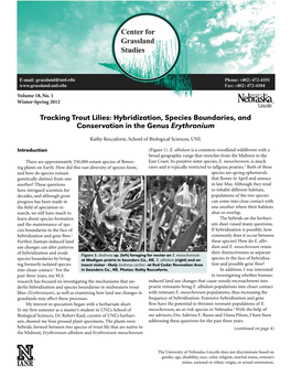 Tracking Trout Lilies: Hybridization, Species Boundaries, and Conservation in the Genus Erythronium