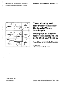 The Valley of the Douglas Water, Strathclyde Description of 1 :25 000 Resource Sheet NS83 and Parts of NS82, 92 and 93