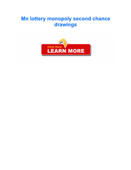 Mn Lottery Monopoly Second Chance Drawings