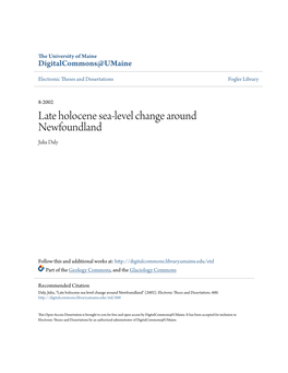 Late Holocene Sea-Level Change Around Newfoundland Julia Daly