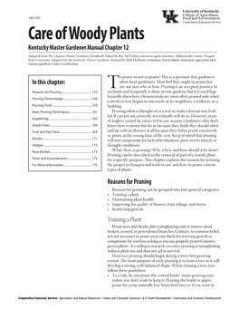 Care of Woody Plants Kentucky Master Gardener Manual Chapter 12