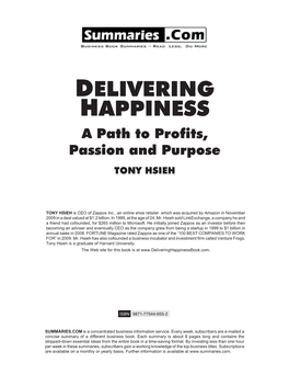 "Delivering Happiness" by Tony Hsieh