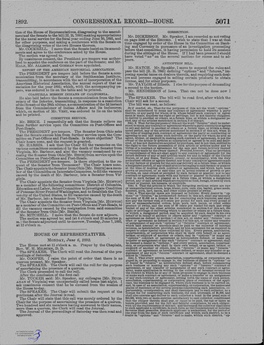 CONGRESSIONAL RECORD-HOUSE. 5071 Tion of the House of Representatives, Disagreeing to the A.Mend­ CORRECTION