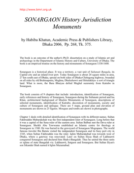 SONARGAON History Jurisdiction Monuments