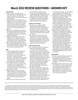 March 2012 REVIEW QUESTIONS • ANSWER KEY