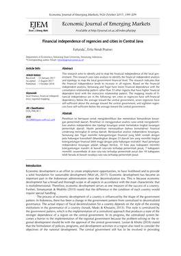 Financial Independence of Regencies and Cities in Central Java