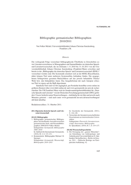 Bibliographie Germanistischer Bibliographien 2010/2011