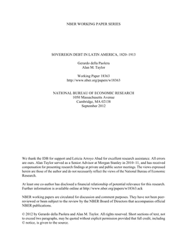 Sovereign Debt in Latin America, 1820–1913