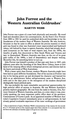 John Forrest and the Western Australian Goldrushes*