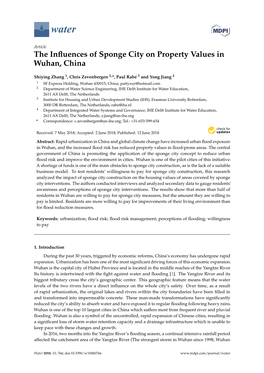The Influences of Sponge City on Property Values in Wuhan, China