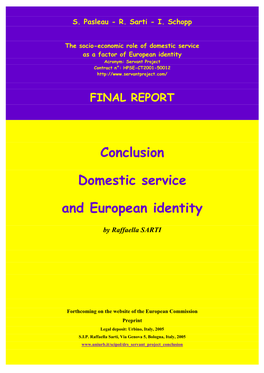 Conclusion Domestic Service and European Identity